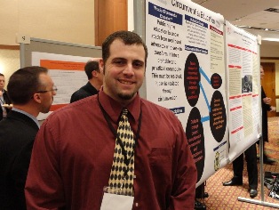 Doctoral student Angelo Letizia with his poster presentation at the CHEP 2013 conference in Virginia Tech